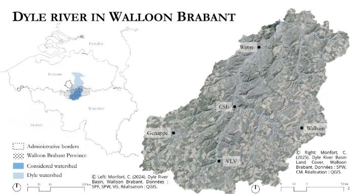 Map of the Dyle River in Walloon Brabant