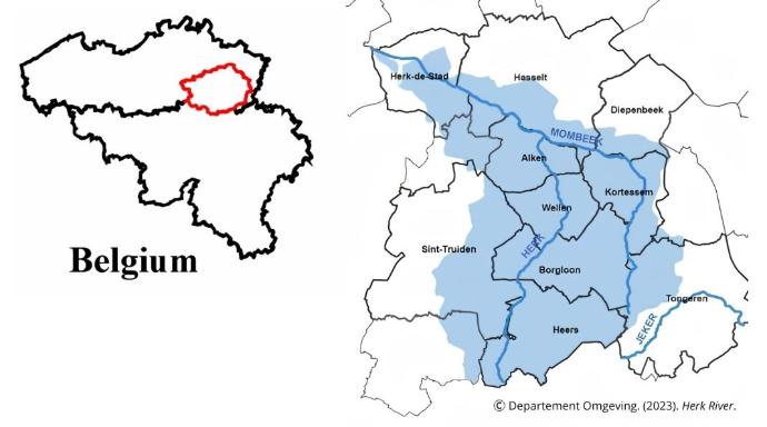 Map of the Herk River basin in Flanders